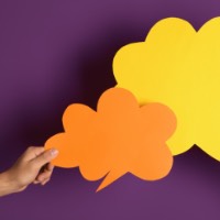 Two colorful thought bubbles